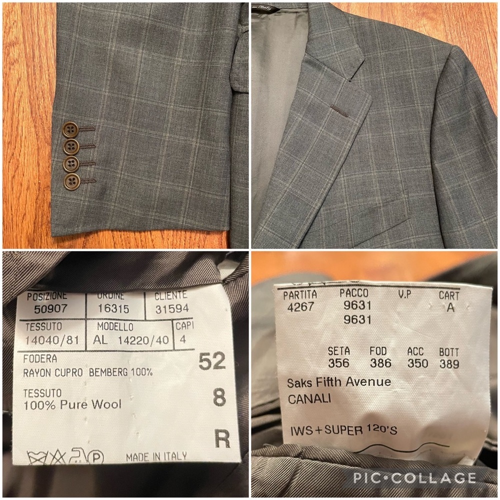Canali for Saks Fifth Avenue Super 120’s wool single breasted suit size 42R - Picture 7 of 16